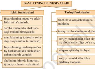 Davlat funksiyalari (O’zbekiston davlati va huquqi asoslari)
